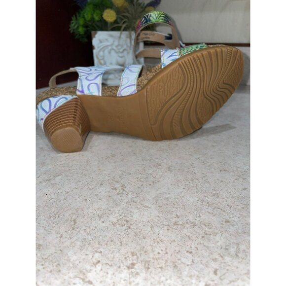 L’Artiste Bakiki Womens Genuine Leather Multicolor Strappy Sandals With Cork Sol - Picture 7 of 7
